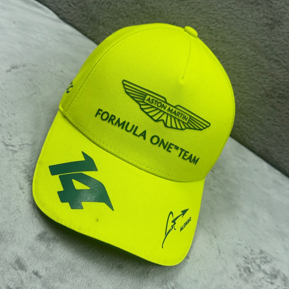 Aston Martin F1 Team Hat Mens OSFA Neon Yellow Good Fernando Alonso 14 Boss Cap